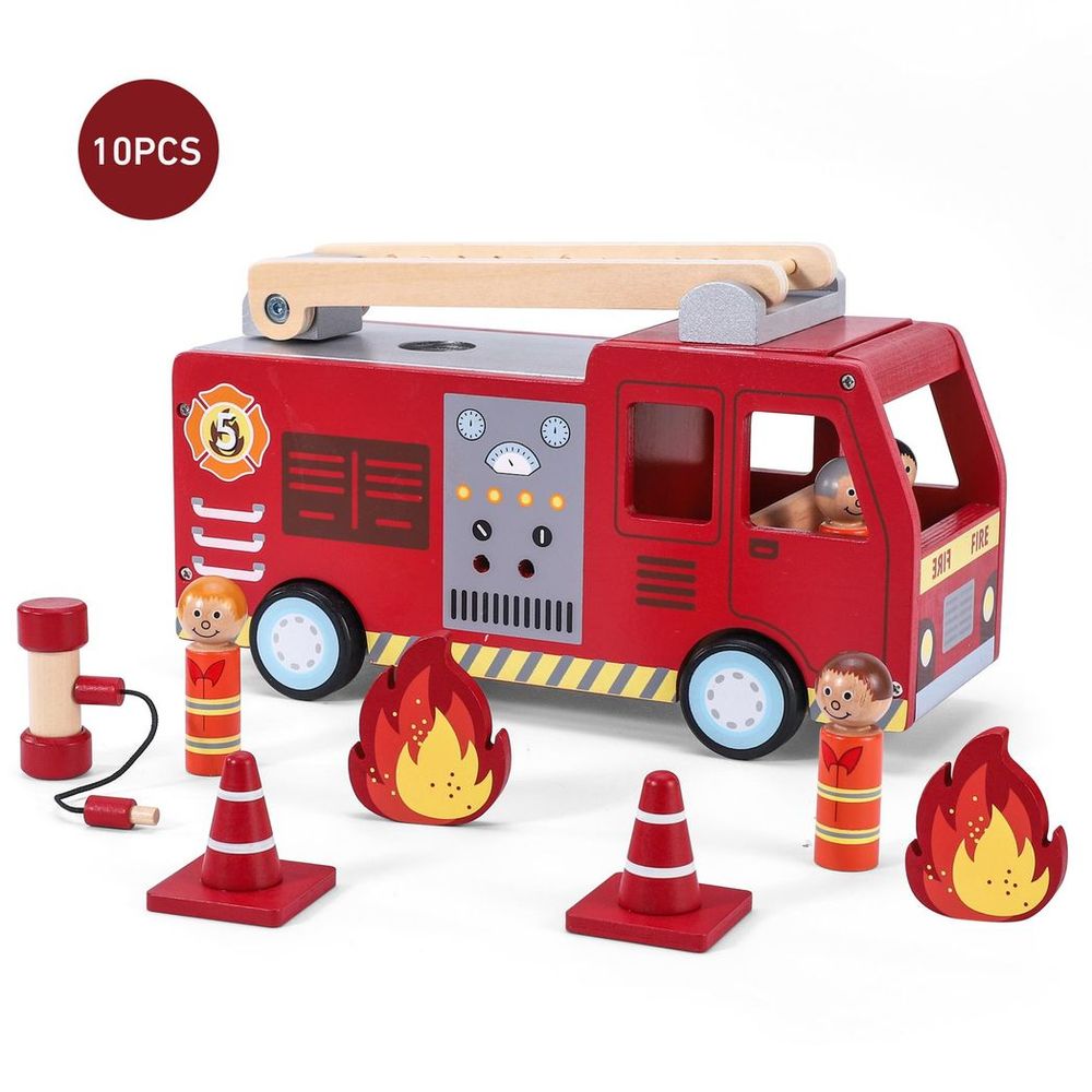 SOKA Wooden Fire Engine Set - Ignite Imagination & Active Play Fun!