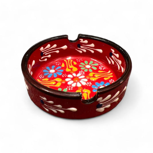 Tulip Red Ceramic Ashtray - Stylish 8cm Accent for Home or Office