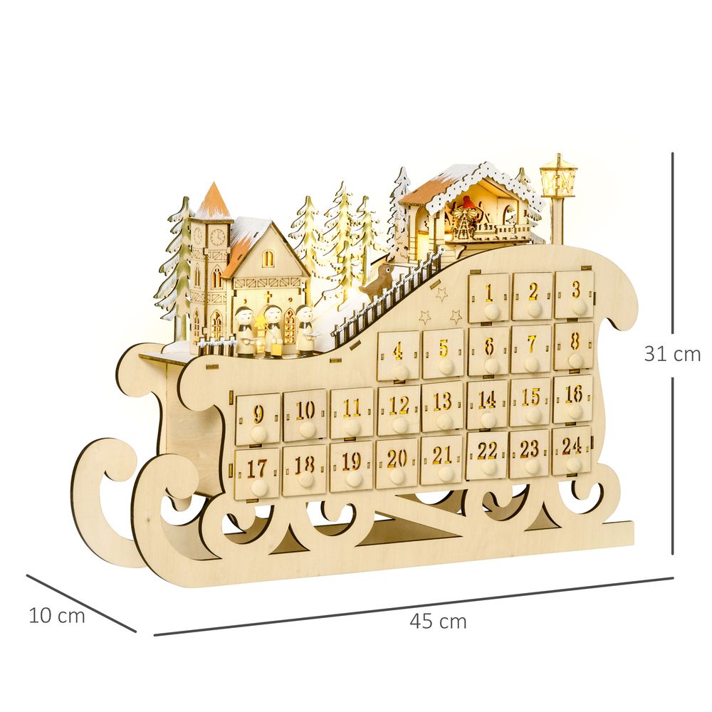 Enchanting Wooden Sleigh Advent Calendar: 24 Days of Holiday Magic