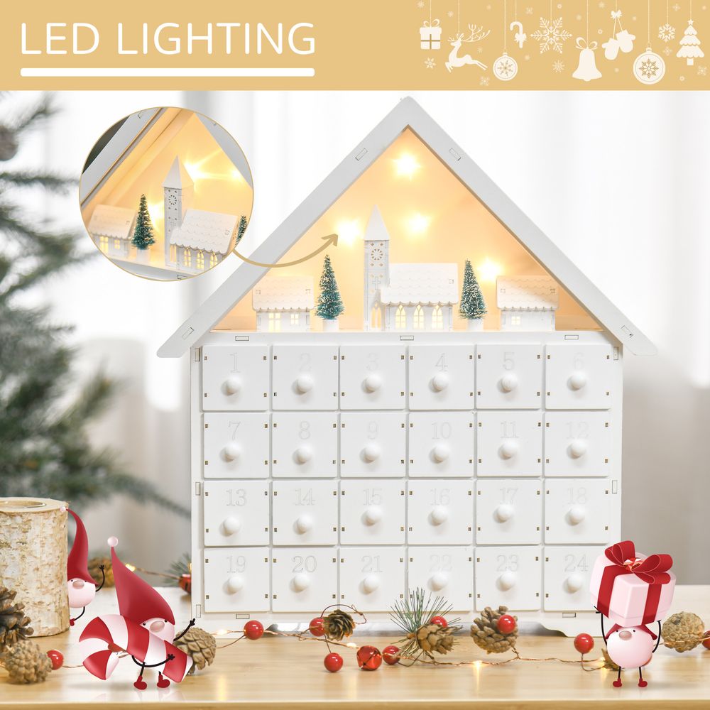 Magical 24-Drawer Light-Up Wooden Christmas Advent Calendar Countdown