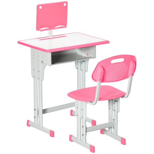 Stylish Pink Kids Desk & Chair Set with Storage, Safe Design for Fun Learning!