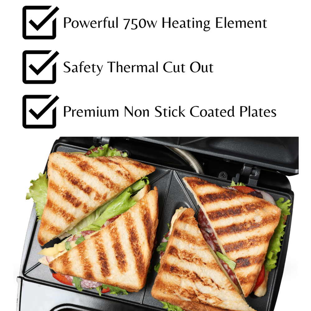 Domestic King 3-in-1 Snack Maker: Perfect Toasties, Grilled Cheese & More!