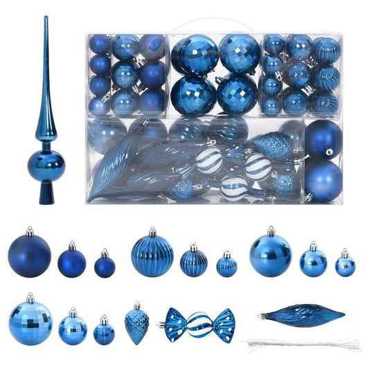 vidaXL 98-Piece Blue Christmas Bauble Set - Festive Variety for Holiday Cheer!