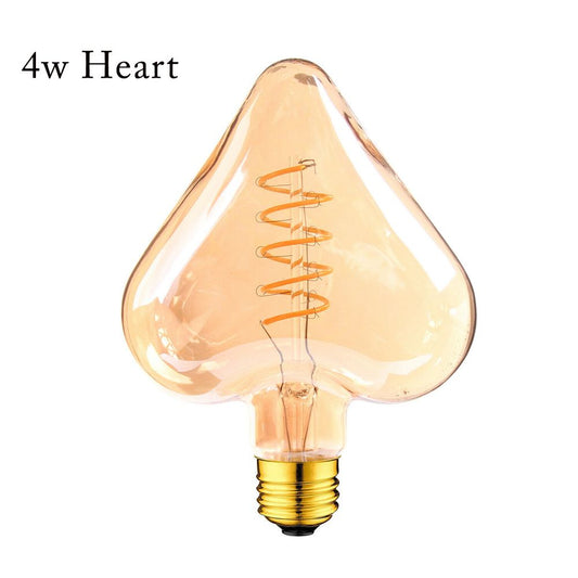 Heart-Shaped LED Filament Bulbs - 3 Pack - Warm White Retro Charm