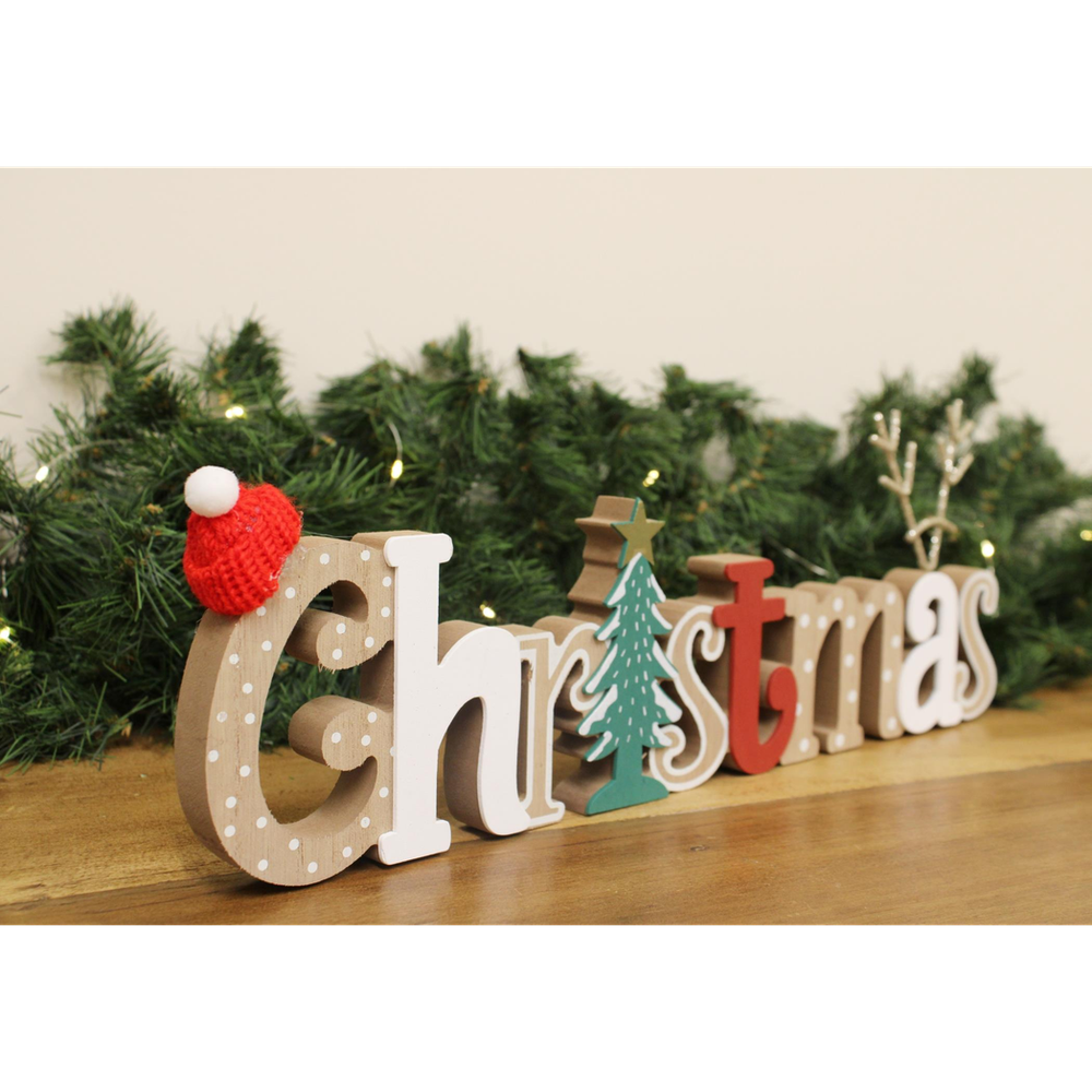 Rustic Freestanding Wooden Christmas Sign ? Festive Holiday D?cor