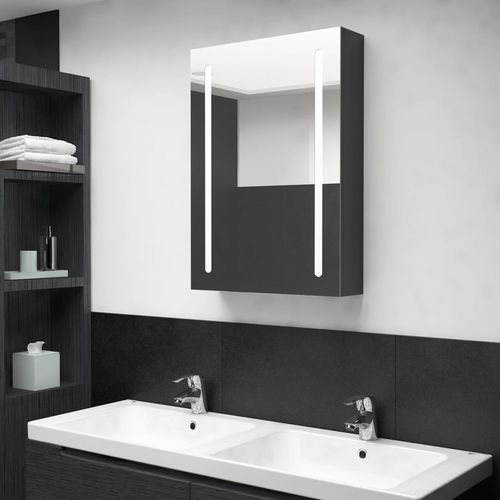 vidaXL 50 cm LED Bathroom Mirror Cabinet - Modern Concrete Grey Design