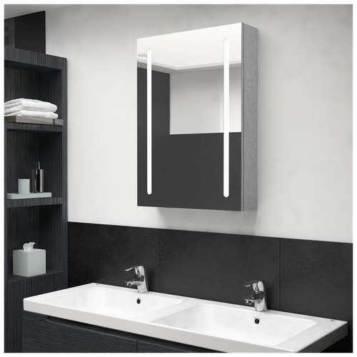 vidaXL 50 cm LED Bathroom Mirror Cabinet - Modern Concrete Grey Design