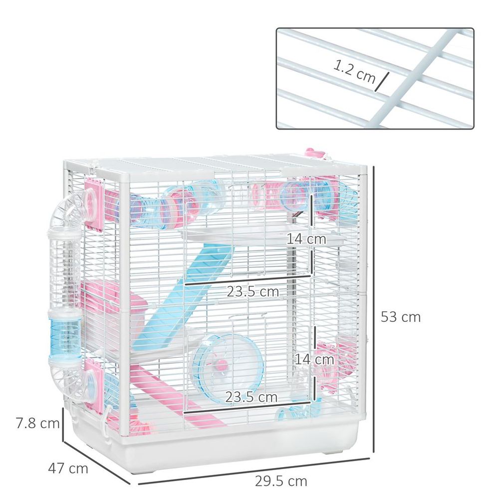 PawHut Deluxe 3-Tier Hamster Cage with Tunnel, Ramps & Exercise Wheel