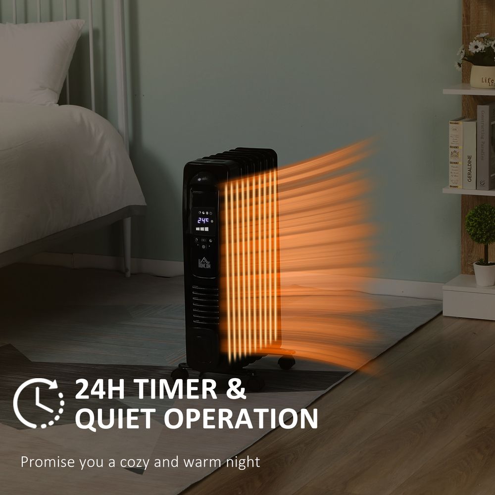 Efficient 1500W Portable Digital Oil Filled Radiator with LED & Eco Mode