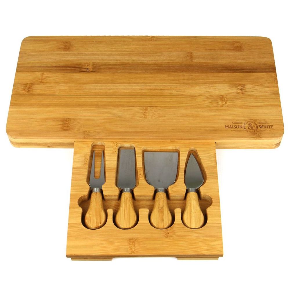 Elegant Bamboo Cheese Board & Knife Set ? Perfect for Entertaining!