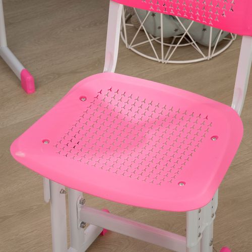 Stylish Pink Kids Desk & Chair Set with Storage, Safe Design for Fun Learning!