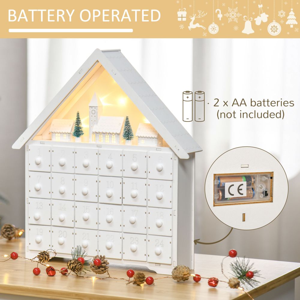 Magical 24-Drawer Light-Up Wooden Christmas Advent Calendar Countdown