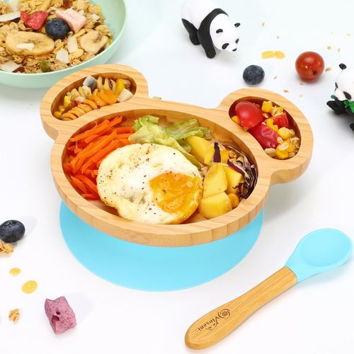 Vinsani Eco-Friendly Mouse Bamboo Plate & Spoon Set for Mess-Free Meals!