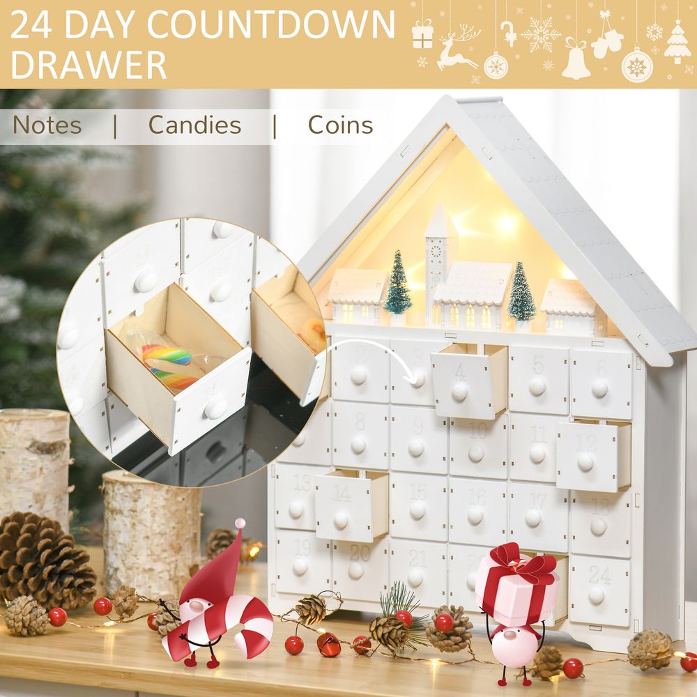 Magical 24-Drawer Light-Up Wooden Christmas Advent Calendar Countdown