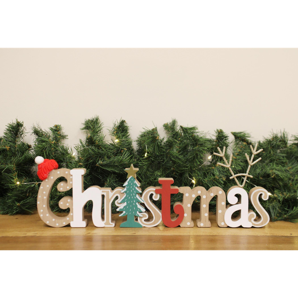 Rustic Freestanding Wooden Christmas Sign ? Festive Holiday D?cor