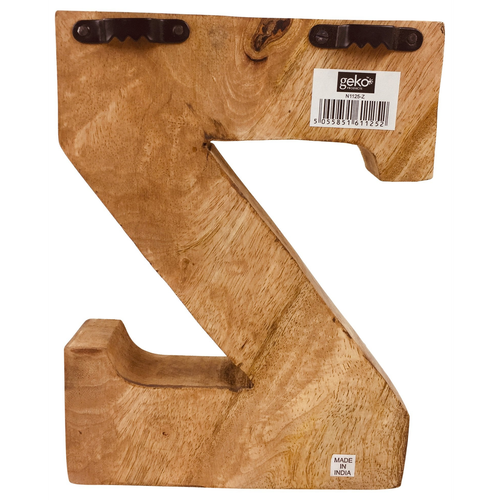 Rustic Hand-Carved Mango Wood Letter Z - Versatile Decor for Any Occasion