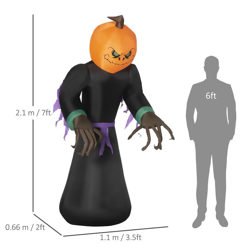 Spooky 2.1m Inflatable Pumpkin Man - Light Up Your Halloween Yard!