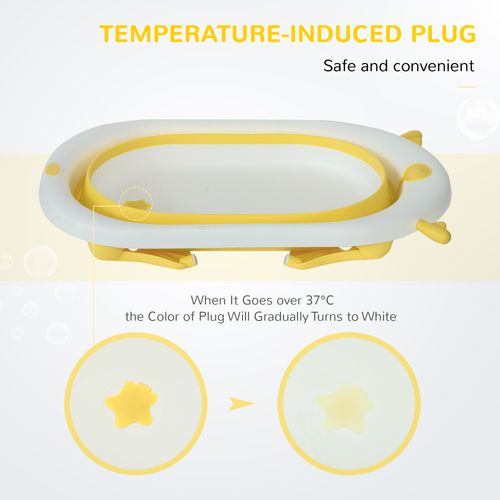 SafeSnuggle Foldable Baby Bath Tub with Temperature-Sensitive Plug