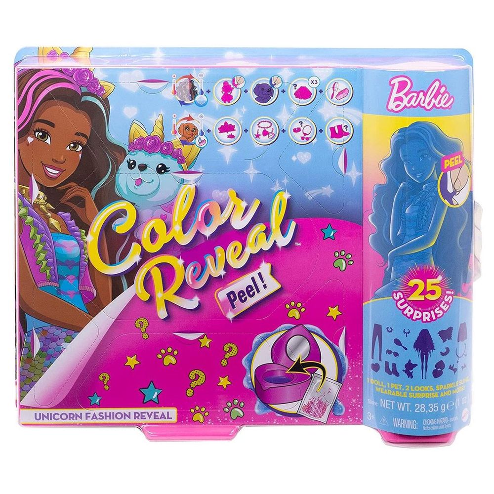 Barbie Colour Reveal Unicorn Doll: 25 Surprise Accessories & Fun Transformations!