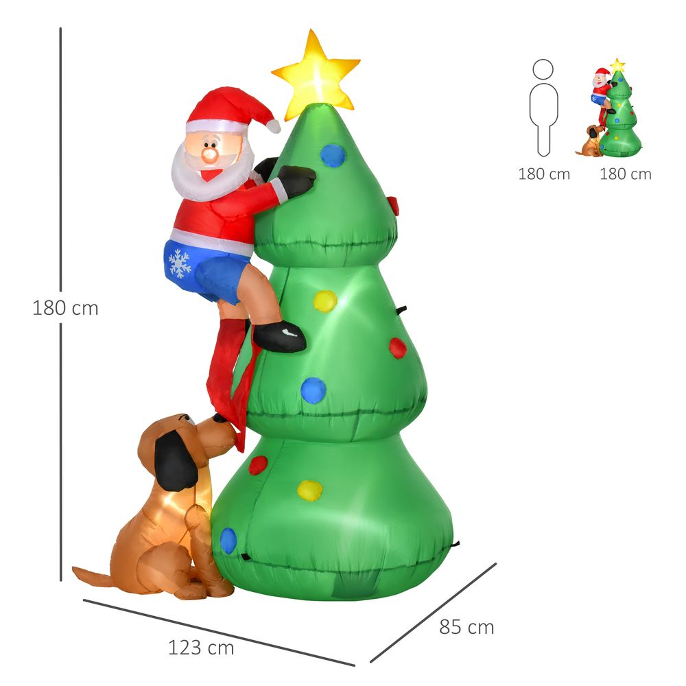 Festive 1.8m Inflatable Christmas Tree with LED Lights & Santa Dog Prop