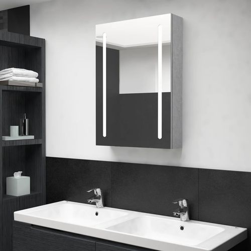 vidaXL 50 cm LED Bathroom Mirror Cabinet - Modern Concrete Grey Design