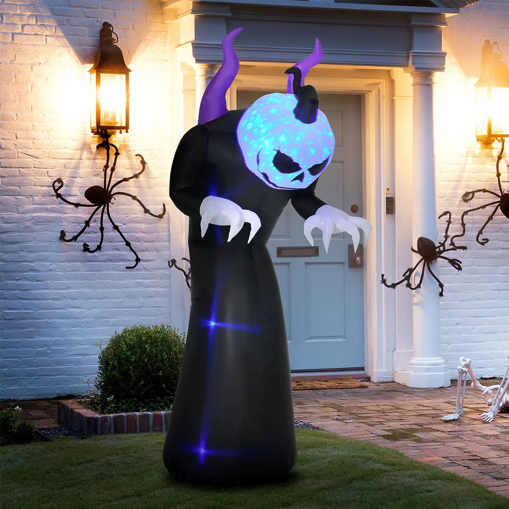 Spooky 7ft Inflatable LED Ghost with Flame Effect for Ultimate Halloween Fun!