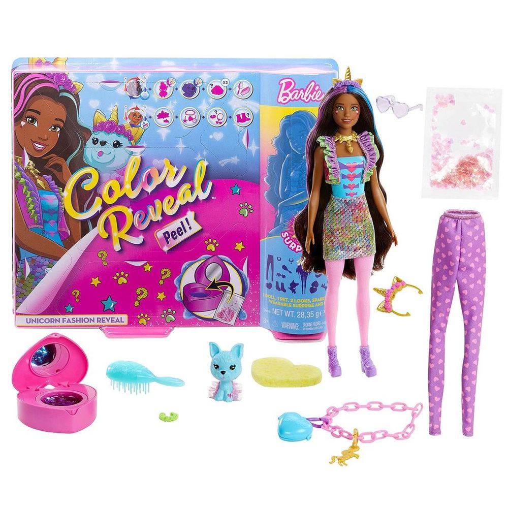 Barbie Colour Reveal Unicorn Doll: 25 Surprise Accessories & Fun Transformations!