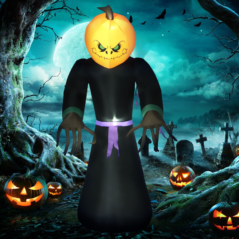 Spooky 2.1m Inflatable Pumpkin Man - Light Up Your Halloween Yard!