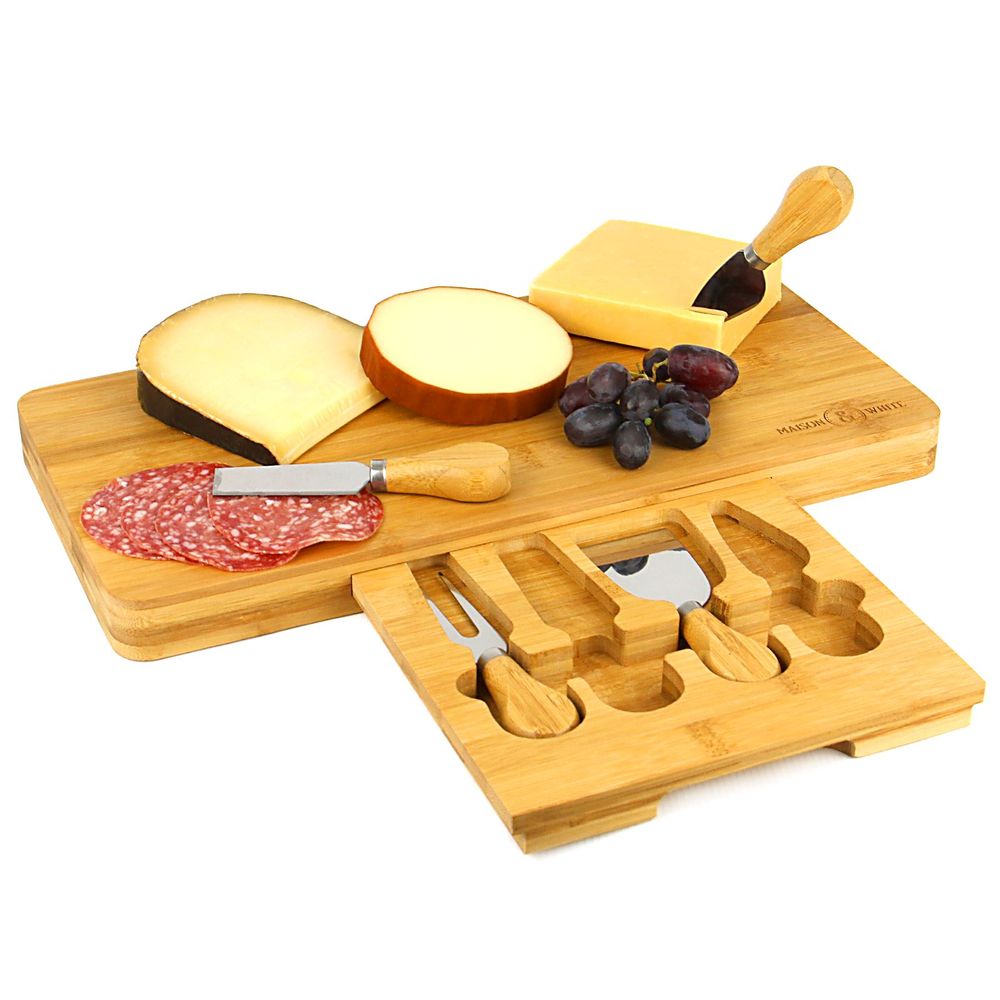 Elegant Bamboo Cheese Board & Knife Set ? Perfect for Entertaining!