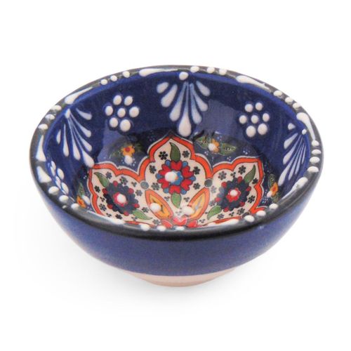 Elegant Handmade Mexican Ceramic Bowl - 8cm Navy Charm for Your Home