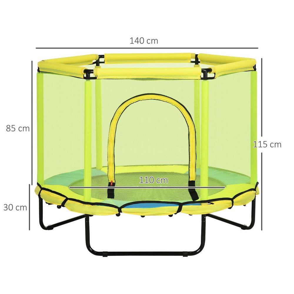 ZONEKIZ 4.6 FT Springless Trampoline with Safety Net & Bungee Gym - Yellow