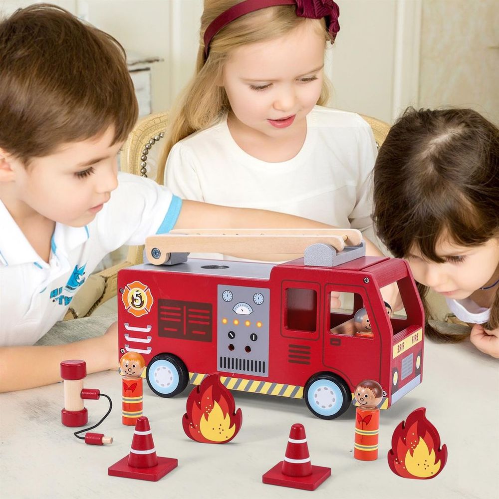 SOKA Wooden Fire Engine Set - Ignite Imagination & Active Play Fun!