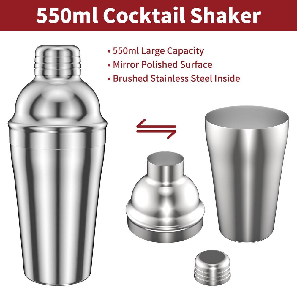 Vinsani Ultimate 15-Piece Cocktail Shaker Set for Crafting Perfect Drinks!