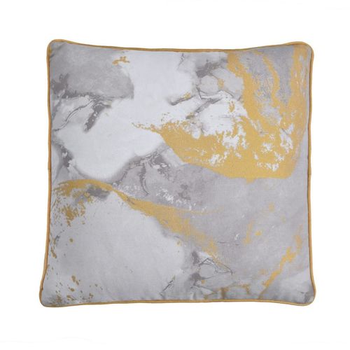 Chic Metallic Marble Print Cushion - Soft Cotton, Stylish Home Decor Accent