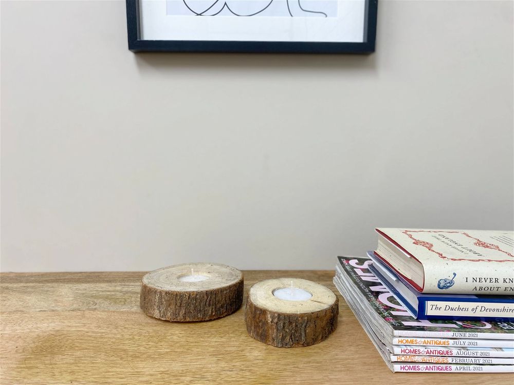 Rustic Wooden Tealight Holders Set with Natural Bark - Perfect for Cozy Ambiance