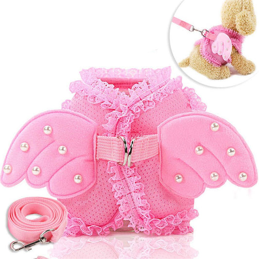 Adorable Angel Wing Harness & Leash Set for Small Dogs and Cats - Adjustable!